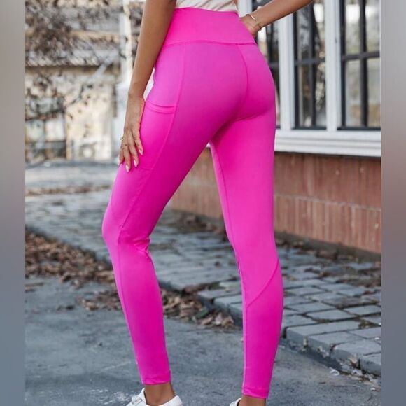 Shein Curve Women Pink Stretch Wideband Waist Leggings W/ Side Pockets Size: 2XL - Picture 1 of 11